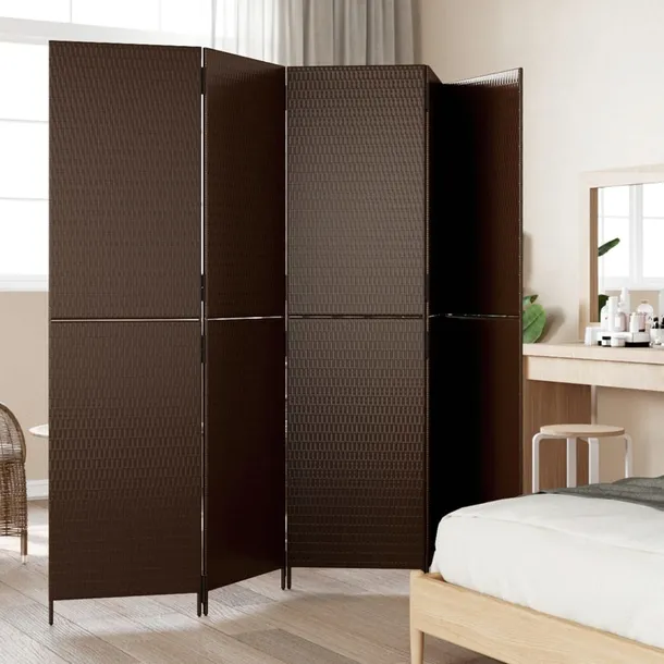 parawan-5-panelowy-brazowy-polirattan-stan-nowy