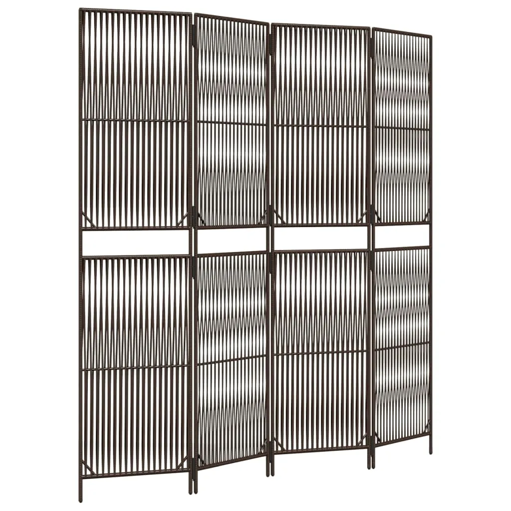 parawan-4-panelowy-brazowy-polirattan