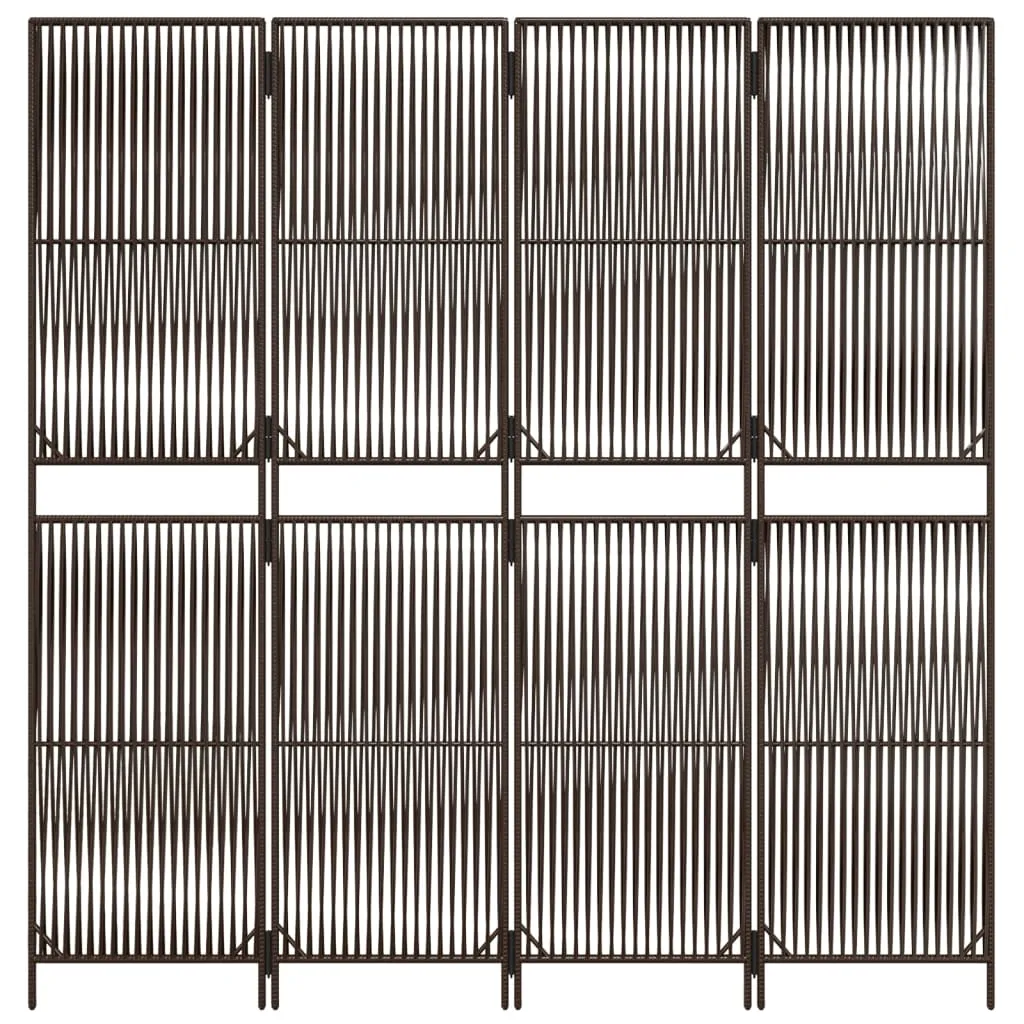 parawan-4-panelowy-brazowy-polirattan-stan-nowy