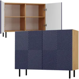 komoda-ryflowany-dekoracyjny-front-4-polki-dab-artisan-granat-salon-pokoj