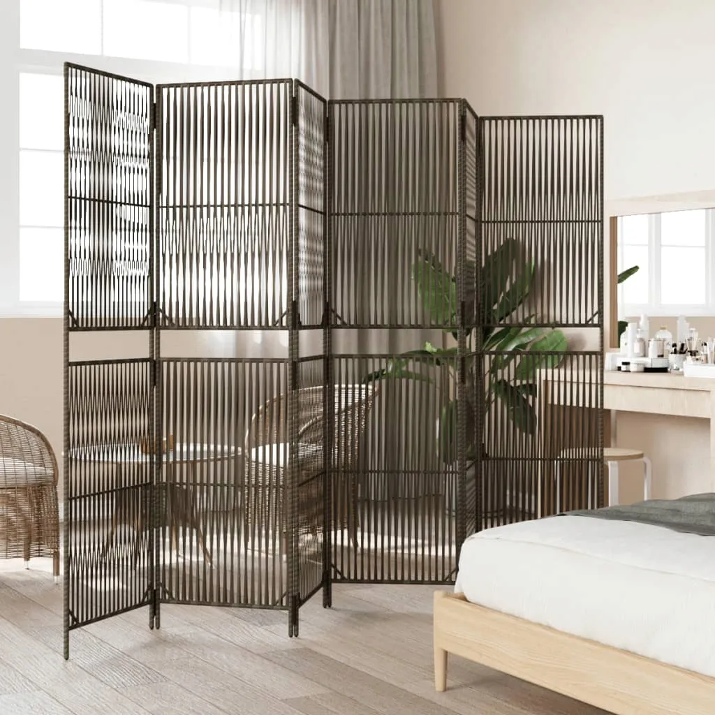 parawan-6-panelowy-szary-polirattan-stan-nowy