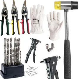 drel-zestaw-blacharski-nozyce-mlotek-nitownica-wiertla-do-blachy