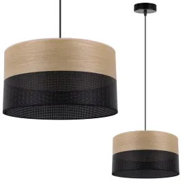 lampa-sufitowa-wiszaca-zyrandol-czarny-abazur-zloty-fornir-drewniany-loft