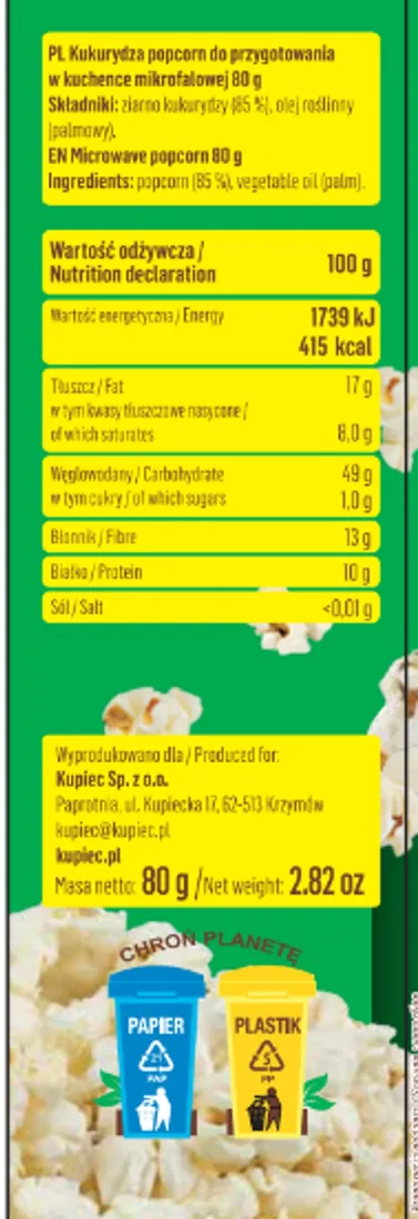 kupiec-popcorn-80g