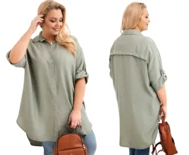 khaki-koszula-damska-plus-size-z-wiskozy-z-dluzszym-tylem