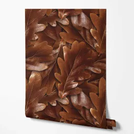 tapeta-na-sciane-brazowe-liscie-dab-jesien-do-biura-jadalni-sypialni