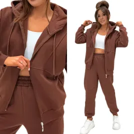 ocieplany-damski-dres-komplet-sportowy-z-kapturem-brazowy-one-size