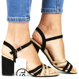 sandaly-na-obcasie-sergio-leone-337-czarno-zlote-zamszowe