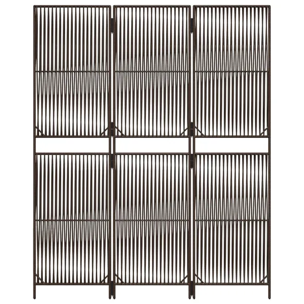 parawan-3-panelowy-brazowy-polirattan-marka-vidaxl