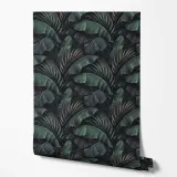 tapeta-na-sciane-ciemne-zielone-liscie-do-jadalni-kuchni-przedpokoju