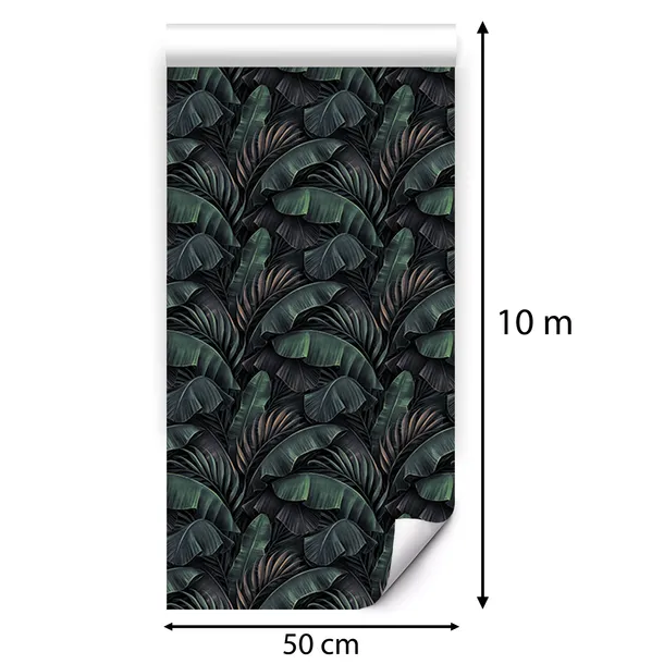 tapeta-na-sciane-ciemne-zielone-liscie-do-jadalni-kuchni-przedpokoju-rodzaj-flizelinowa