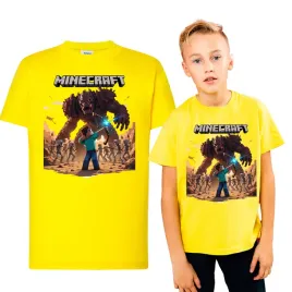 koszulka-dziecieca-minecraft-tshirt-zolty-prezent-na-urodziny-134