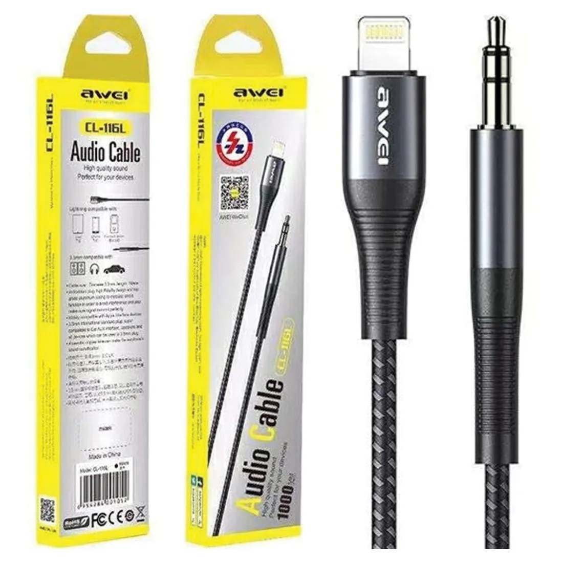 awei-adapter-cl-116l-lightning-jack-3-5szary-dark-grey