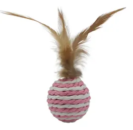 zabawka-dla-kota-pilka-ze-sznura-naturalnego-z-piorkiem-4cm-uniq-pets