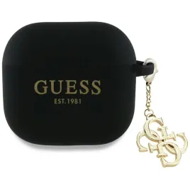 guess-gua4lecg4k-airpods-4-cover-czarny-black-silicone-4g-charm