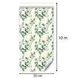 tapeta-na-sciane-zielone-liscie-estetyczne-ecru-tlo-do-kuchni-jadalni-biura-rodzaj-flizelinowa