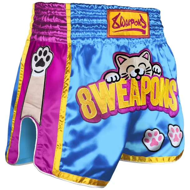 Spodenki Muay Thai 8 Weapons Meow Thai M - Niebieska Satyna