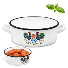 rondel-emaliowany-16cm-z-uchwytami-tradycyjny-garnek-bialy-folk-13l