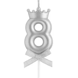 swieczka-z-korona-cyfra-8-srebrna-6-cm