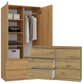 zestaw-szafa-z-drazkiem-90-cm-komoda-z-6-szufladami-120-cm-artisan