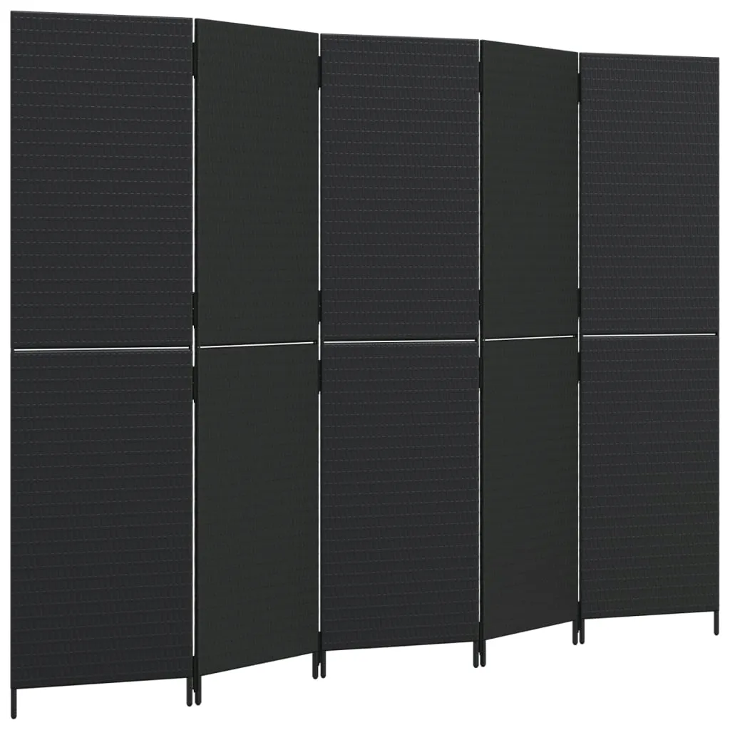 parawan-5-panelowy-czarny-polirattan-stan-nowy