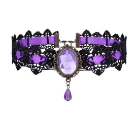 gotycki-koronkowy-choker-z-kamieniem-fioletowy