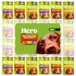 24-x-400g-mokra-karma-dla-psa-96-kg-hero-mix-smakow-kawalki-galaretka