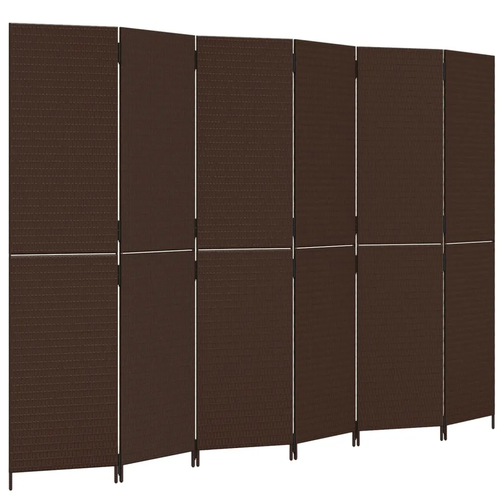 parawan-6-panelowy-brazowy-polirattan-stan-nowy