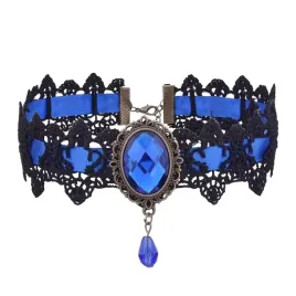 gotycki-koronkowy-choker-z-kamieniem-niebieski