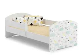 lozko-dzieciece-luk-160x80-cm-z-barierka-bialy-wzor-gwiazdki