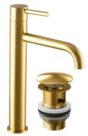 bateria-umywalkowa-zlota-wysoka-lazienkowa-kivo-korek-klik-klak-z-przelewem