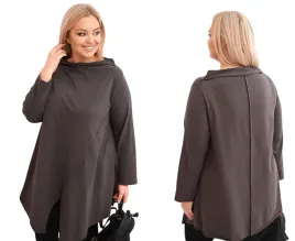 grafitowa-bluzka-damska-bawelniana-plus-size-asymetryczna-z-podwijanym-reka