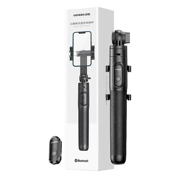selfie-stick-tripod-z-pilotem-bluetooth-ugreen-15062-czarny-kolor-czarny