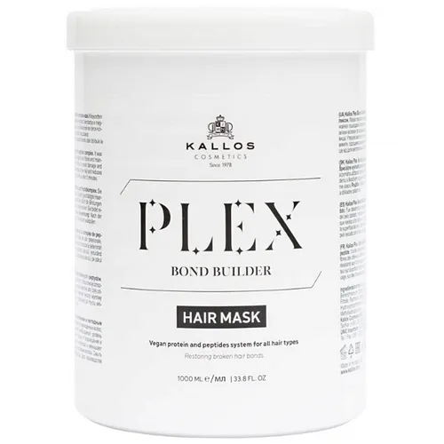 KALLOS PLEX BOND MASKA DO WŁOSÓW Z BIAŁKIEM ROŚLINNYM I PEPTYDAMI 1000ML 1L