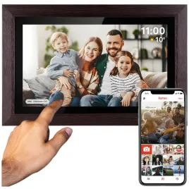ramka-cyfrowa-na-zdjecia-frameo-101-wi-fi-drewniana-ramka-panel-dotyk