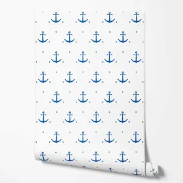 tapeta-na-sciane-niebieskie-kotwice-niebieskie-kropki-do-pokoju-dziecka