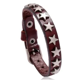skorzana-bransoletka-punk-retro-z-pieciokatnymi-gwiazdami-brazowy