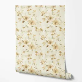 tapeta-na-sciane-kwiaty-bezowe-zolte-tlo-do-jadalni-kuchni-przedpokoju