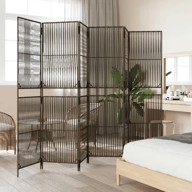 parawan-6-panelowy-szary-polirattan-stan-nowy