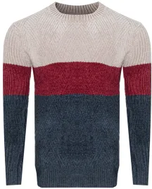 sweter-meski-s8668-bez-bordo-granat-m