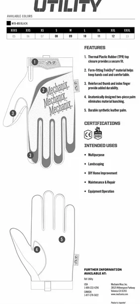 rekawice-mechanix-utility-black-marka-mechanix-wear-stan-nowy