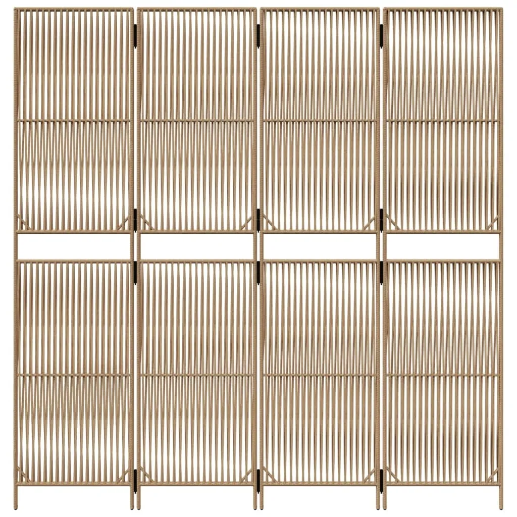 parawan-4-panelowy-bezowy-polirattan-stan-nowy