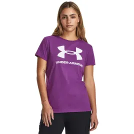 under-armour-t-shirt-damski-sportstyle-logo-fioletowy-s