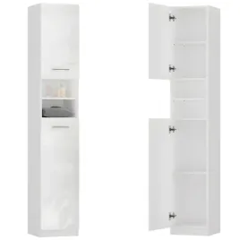 slupek-lazienkowy-waski-regal-stojacy-szafka-6-polek-2x-drzwi-bialy-polysk