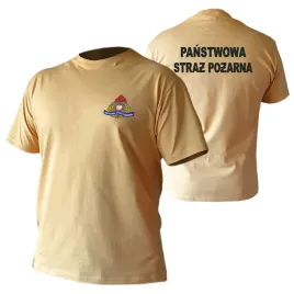 t-shirt-w-kolorze-piaskowym-z-haftem-logo-i-napisem-panstwowa-straz-pozarna