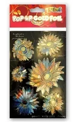 samoprzylepne-naklejki-dekoracyjne-sloneczniki-przestrzenne-ze-zlota-folia