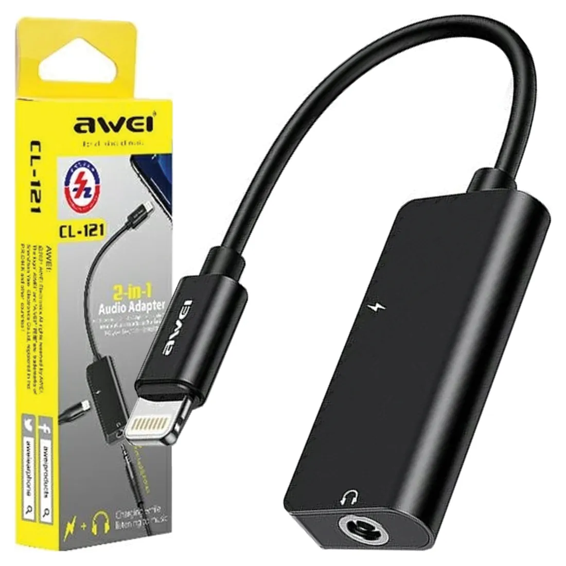 awei-adapter-cl-121-lightning-lightning-jack-3-5-2w1-czarny-black