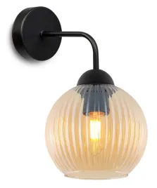lampa-scienna-kinkiet-scienny-miodowy-czarny-kula-ze-szkla-ryflowana-14cm