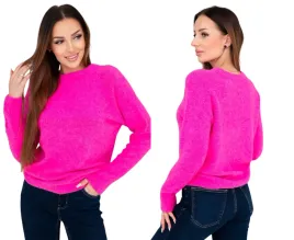 rozowy-neon-sweter-damski-z-domieszka-baby-alpaki