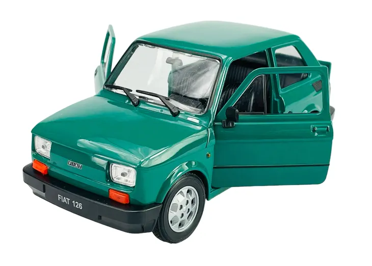 WELLY FIAT 126p CIEMNO ZIELONY 1:21 24066 NOWY MODEL METALOWY
